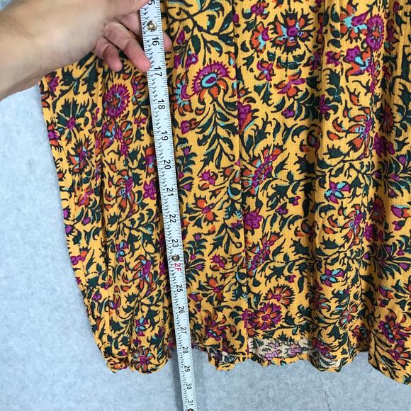 Cynthia‎ Rowley Top Women Large Yellow Blouse Tank Flowy Boho Western Cottage - Picture 4 of 10